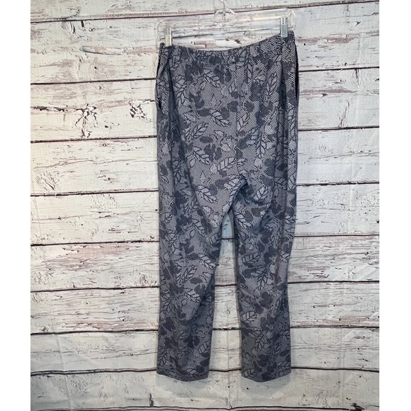 LANDS END Sport Knit Straight Leg Elastic Waist Pull-On Pants Navy Floral-M - Picture 2 of 2